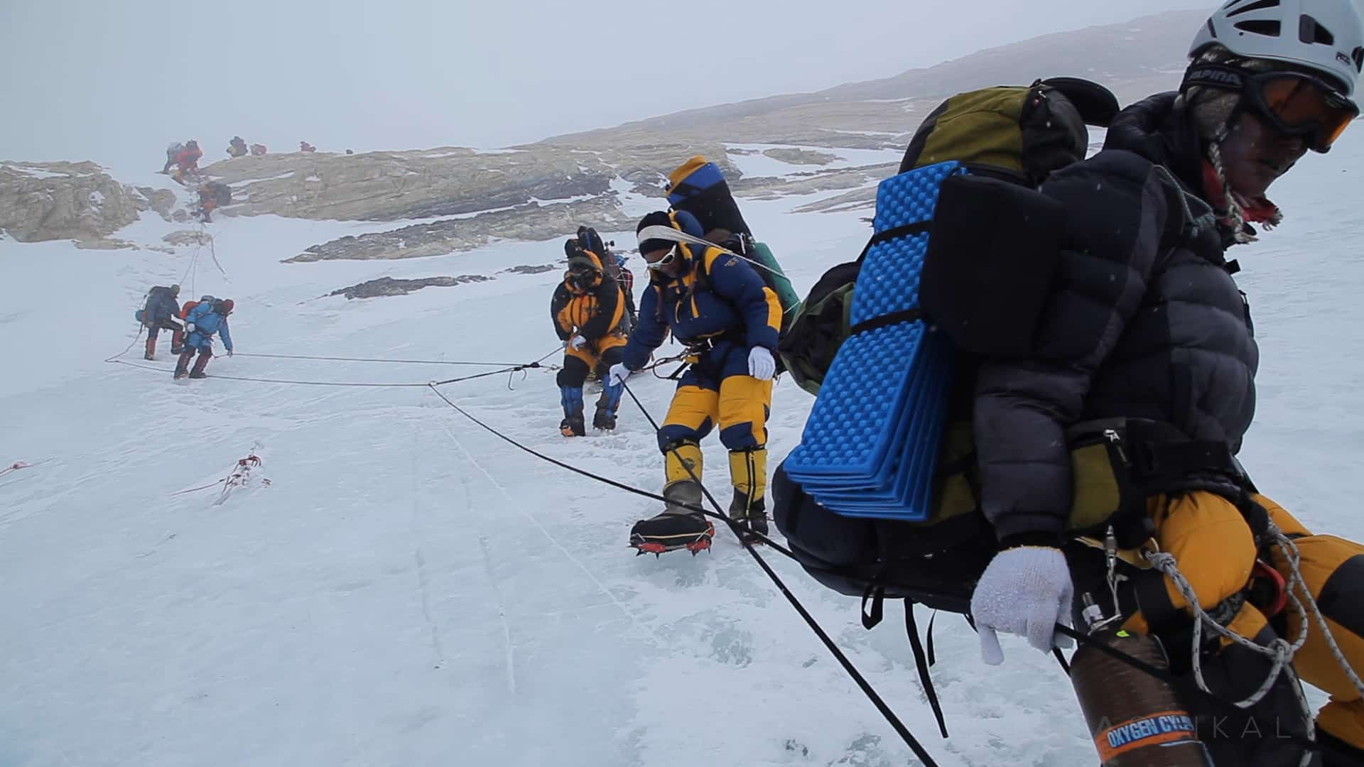 Sherpas descending below the Yellow Band on Everest Elia Saikaly